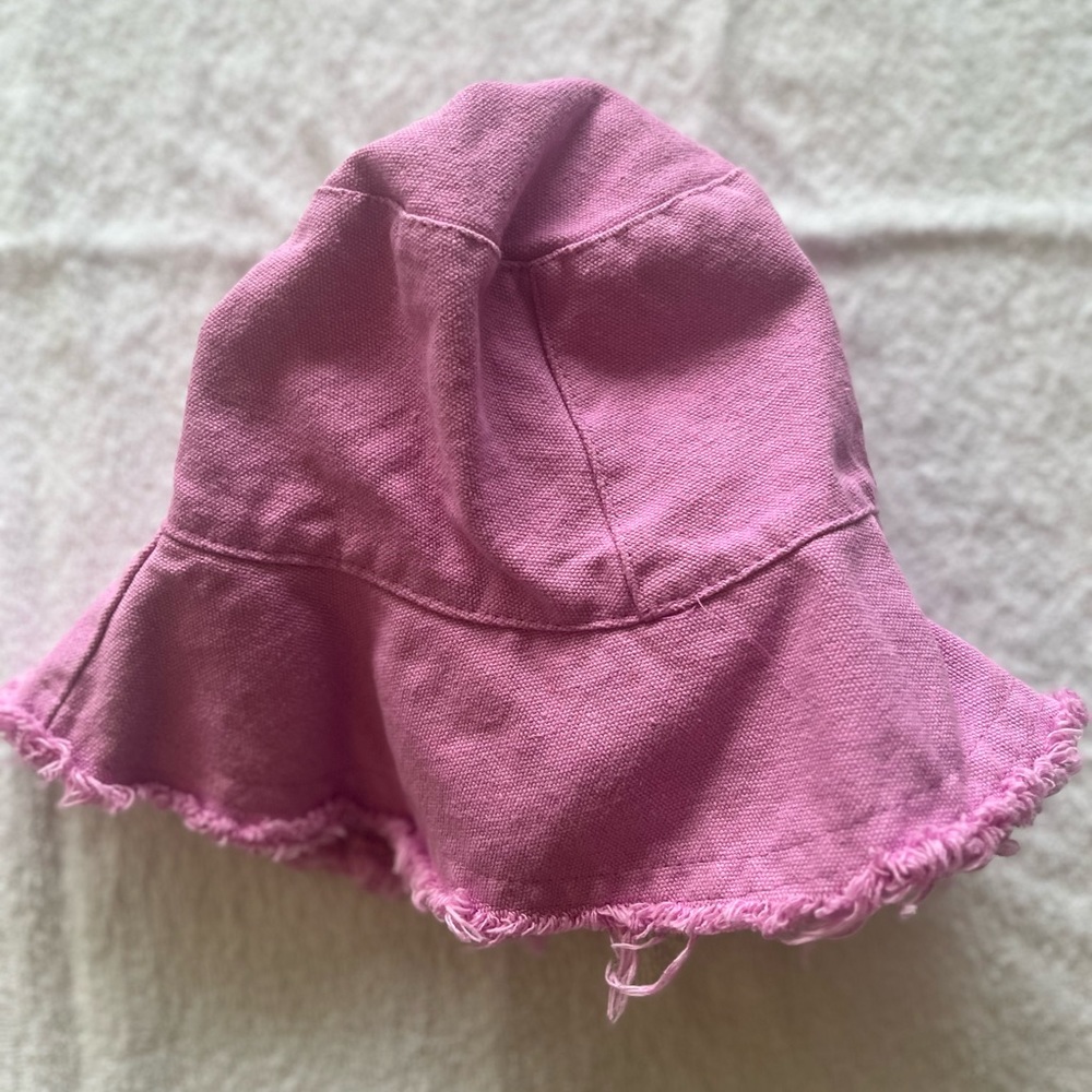 Women's Pink Wide Brim Cotton Bucket Hat